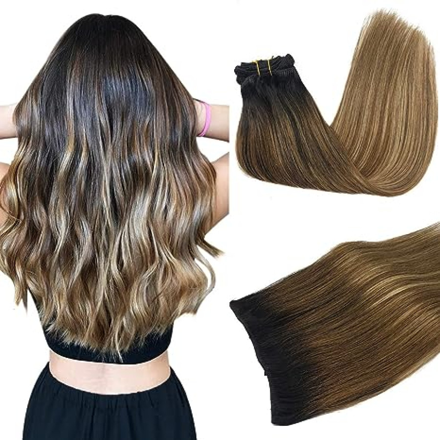 Set Easy Clip-On Deluxe Ombre Saten Inchis / Blond Aluna